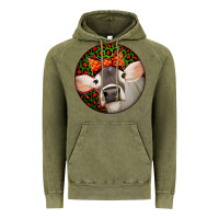 Vintage Olive Christmas Cow, Vintage Hoodie - Jasminsmagicworld