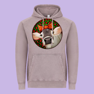 Christmas Cow, Vintage Hoodie Designed By Jasminsmagicworld