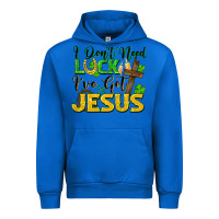 Cobalt I don't need luck i've got Jesus st. patricks day Urban Hoodie - FaDigitalArtStudio