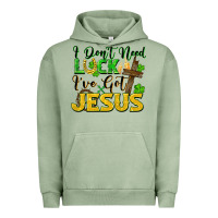 Pigment Oil Green I don't need luck i've got Jesus st. patricks day Urban Hoodie - FaDigitalArtStudio