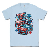 Dusty Blue usa america cassette tapes Classic Tee - MaliasSmallBusiness