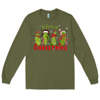 Army Green Pickle Merry Christmas Long Sleeve Tee - MaliasSmallBusiness