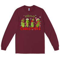 Burgundy Pickle Merry Christmas Long Sleeve Tee - MaliasSmallBusiness