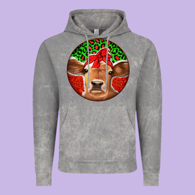 Christmas Cow Vintage Hoodie Designed By Jasminsmagicworld