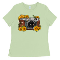 Matcha sunflower bee vintage camera Ladies Tee - FaDigitalArtStudio