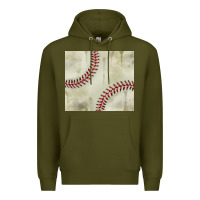 Army Green dirty baseball pattern Premium Hoodie - TumblerDesignByShophia