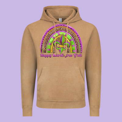 Happy Mardi Gras Y'all Rainbow Vintage Hoodie Designed By Jasminsmagicworld