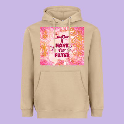 Caution I Have No Filter Heavyweight Hoodie Designed By Tumblerdesignbyshophia