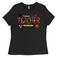 Black teacher halloween Ladies Tee - RacoonDesign