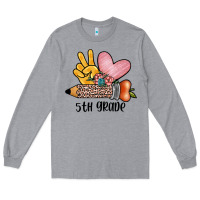 Heather Grey peace love 5th grade Long Sleeve Tee - JahusDesignShop