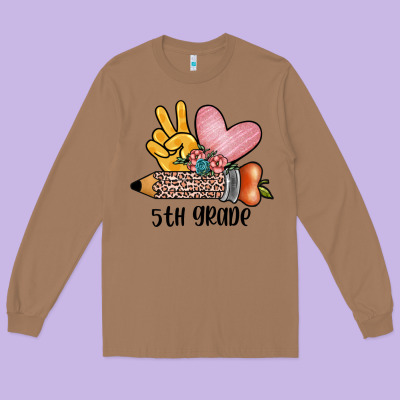 Peace Love 5th Grade Long Sleeve Tee Designed By Jahusdesignshop