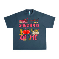 Midnight Navy my teacher survived 100 days of me Urban Heavy Tee - MaliasSmallBusiness