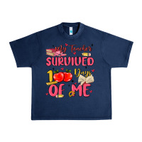 Navy my teacher survived 100 days of me Urban Heavy Tee - MaliasSmallBusiness