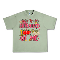 Oil Green my teacher survived 100 days of me Urban Heavy Tee - MaliasSmallBusiness