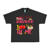 Pigment Black my teacher survived 100 days of me Urban Heavy Tee - MaliasSmallBusiness