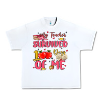 White my teacher survived 100 days of me Urban Heavy Tee - MaliasSmallBusiness