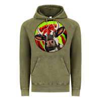 Vintage Olive Christmas Cow Vintage Hoodie - Jasminsmagicworld