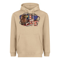 Mushroom Love America Eagle 4th of july Heavyweight Hoodie - HowdyJamesFarm