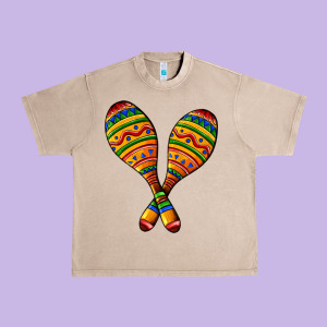 Mexican Maracas Urban Heavy Tee Designed By Adodesignshop