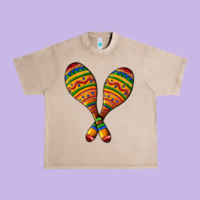 Mexican Maracas Urban Heavy Tee Designed By Adodesignshop