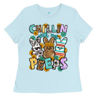 Baby Blue Chillin with my peeps Easter Ladies Tee - OliviaCreatesArt