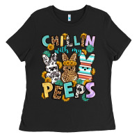 Black Chillin with my peeps Easter Ladies Tee - OliviaCreatesArt