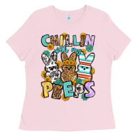 Bubblegum Pink Chillin with my peeps Easter Ladies Tee - OliviaCreatesArt