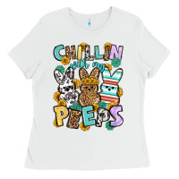White Chillin with my peeps Easter Ladies Tee - OliviaCreatesArt
