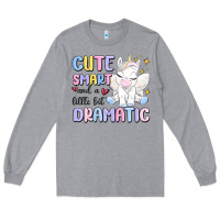 Heather Grey cute smart and a little bit dramatic Long Sleeve Tee - MaliasSmallBusiness