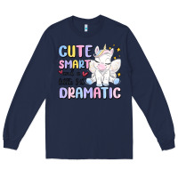Navy cute smart and a little bit dramatic Long Sleeve Tee - MaliasSmallBusiness