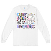 White cute smart and a little bit dramatic Long Sleeve Tee - MaliasSmallBusiness