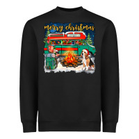 Black merry christmas with camper van Heavyweight Sweatshirt - NancyCooperArtShop