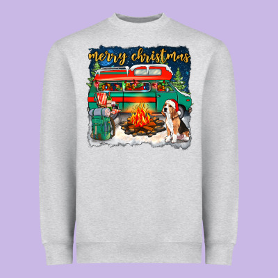 Merry Christmas With Camper Van Heavyweight Sweatshirt Designed By Nancycooperartshop