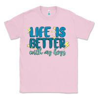 Bubblegum Pink life is better with my boys Classic Tee - MaliasSmallBusiness