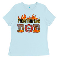 Baby Blue firefighter dad Ladies Tee - HRA Design Shop