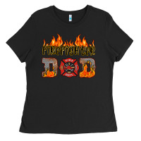 Black firefighter dad Ladies Tee - HRA Design Shop