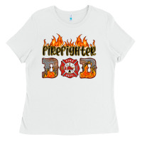 White firefighter dad Ladies Tee - HRA Design Shop