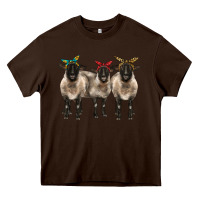 Chocolate Brown 3 sheeps suffolk ewe with bandana Heavy Core Tee - BarkalooDesign