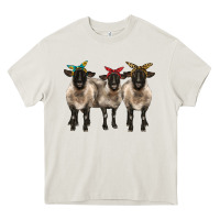 Cream 3 sheeps suffolk ewe with bandana Heavy Core Tee - BarkalooDesign