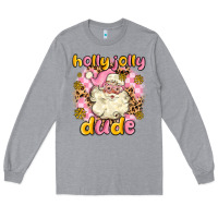 Heather Grey holly jolly dude Long Sleeve Tee - MaliasSmallBusiness