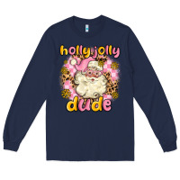 Navy holly jolly dude Long Sleeve Tee - MaliasSmallBusiness