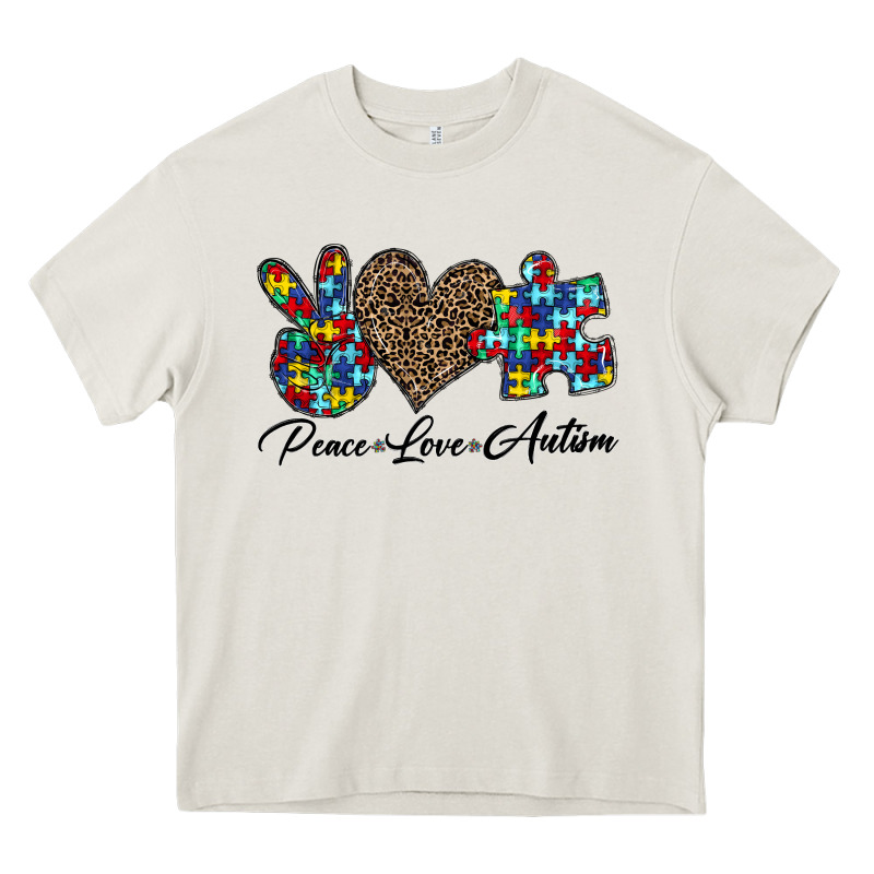 Peace Love Autism1 Heavy Core Tee by CowhideDigitalArt | Teevron