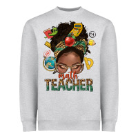 Heather Grey math teacher life afro messy bun Heavyweight Sweatshirt - NancyCooperArtShop