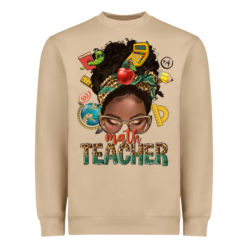 Math Teacher Life Afro Messy Bun Heavyweight Sweatshirt by NancyCooperArtShop | Teevron