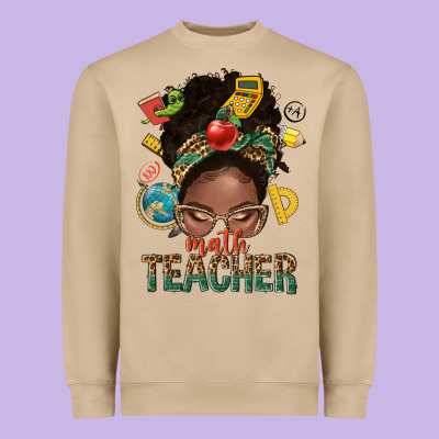 Math Teacher Life Afro Messy Bun Heavyweight Sweatshirt Designed By Nancycooperartshop