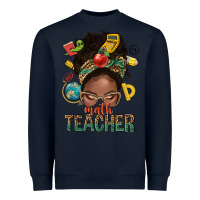 Navy math teacher life afro messy bun Heavyweight Sweatshirt - NancyCooperArtShop