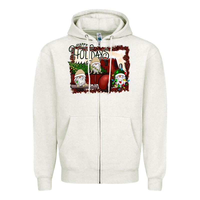 Happy Holidays Gnomes Christmas Truck Zipper Hoodie by Bettercallsaul | Teevron