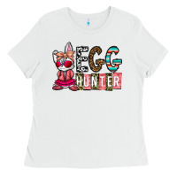 White Egg Hunter Ladies Tee - CowhideDigitalArt