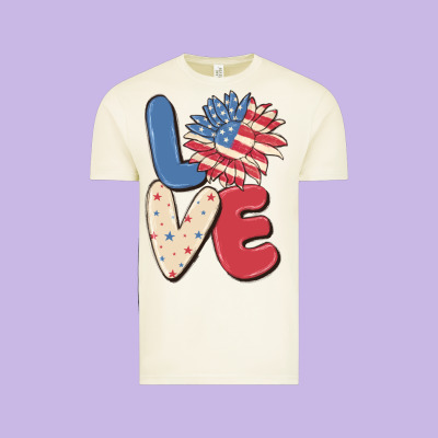 Love 4th Of July Vintage Tee Designed By Maliassmallbusiness