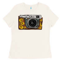 Bone sunflower leopard vintage camera Ladies Tee - FaDigitalArtStudio